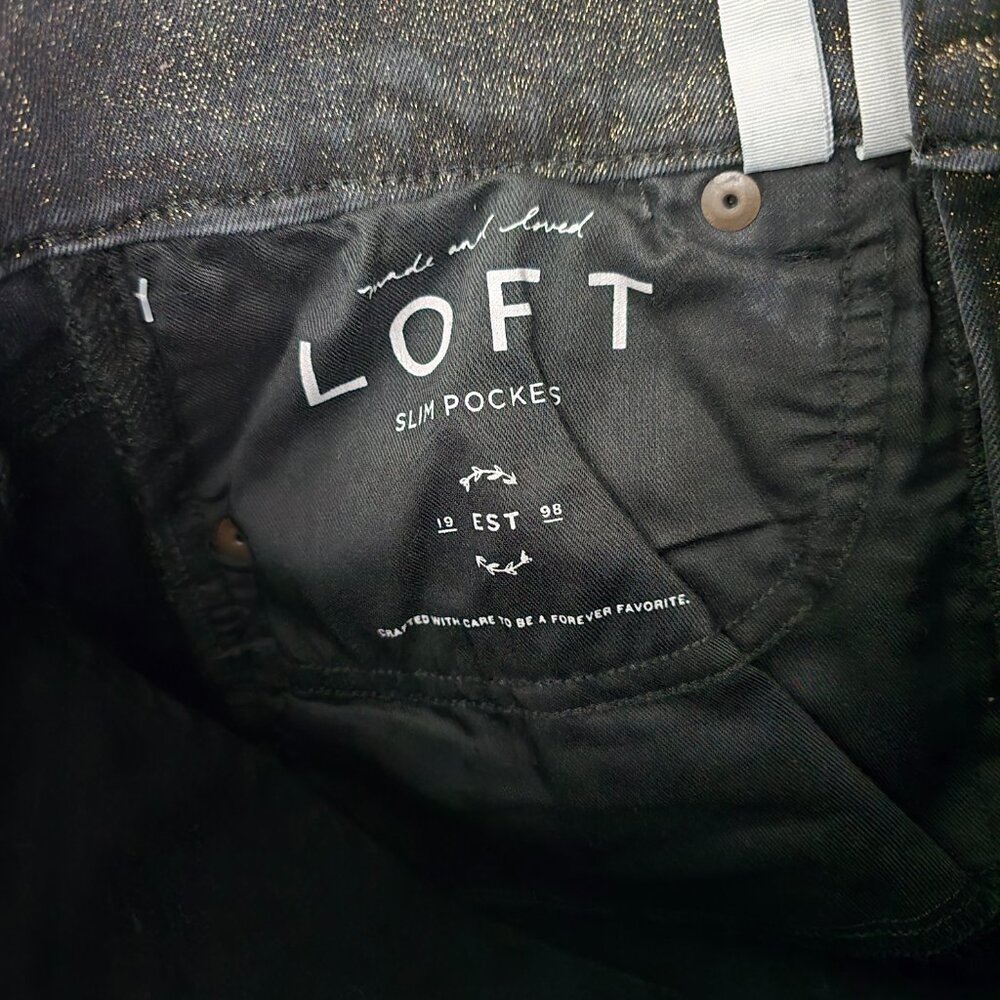 LOFT Shimmer Slim Pocket Skinny Jeans | Black Shimmer | NWT | Size 6/28 - Picture 9 of 11